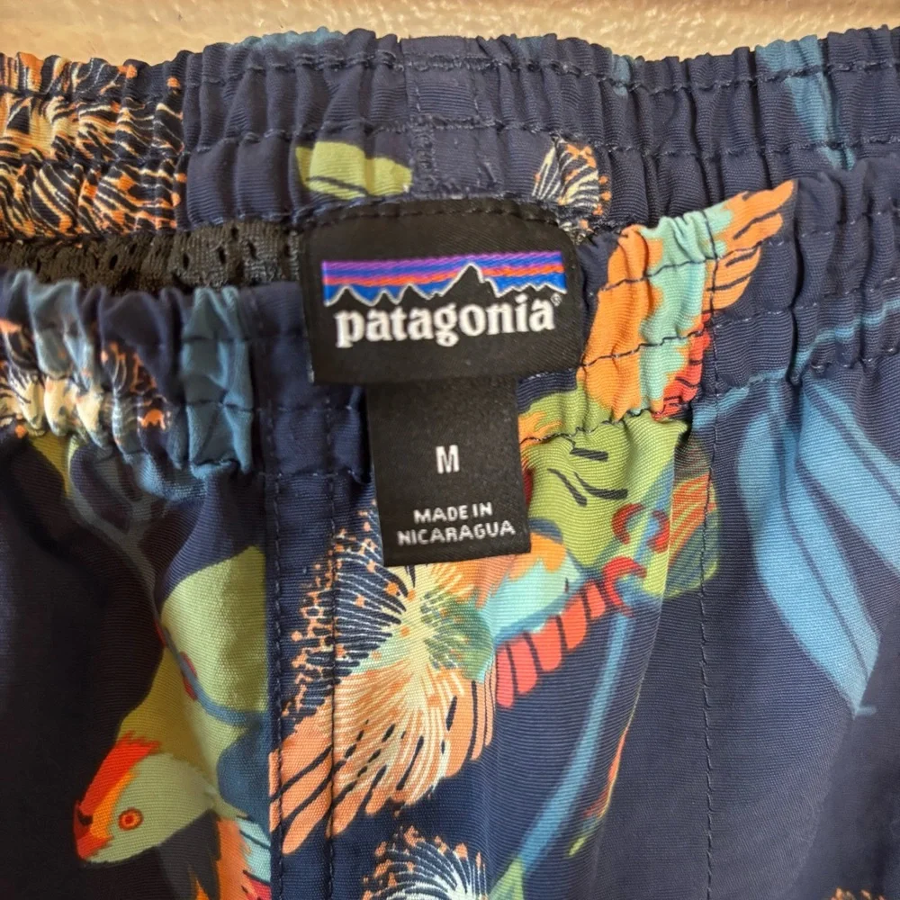 Patagonia Men’s Swim Trunks Baggies Shorts Stone Blue Birds Mesh Lined Size M